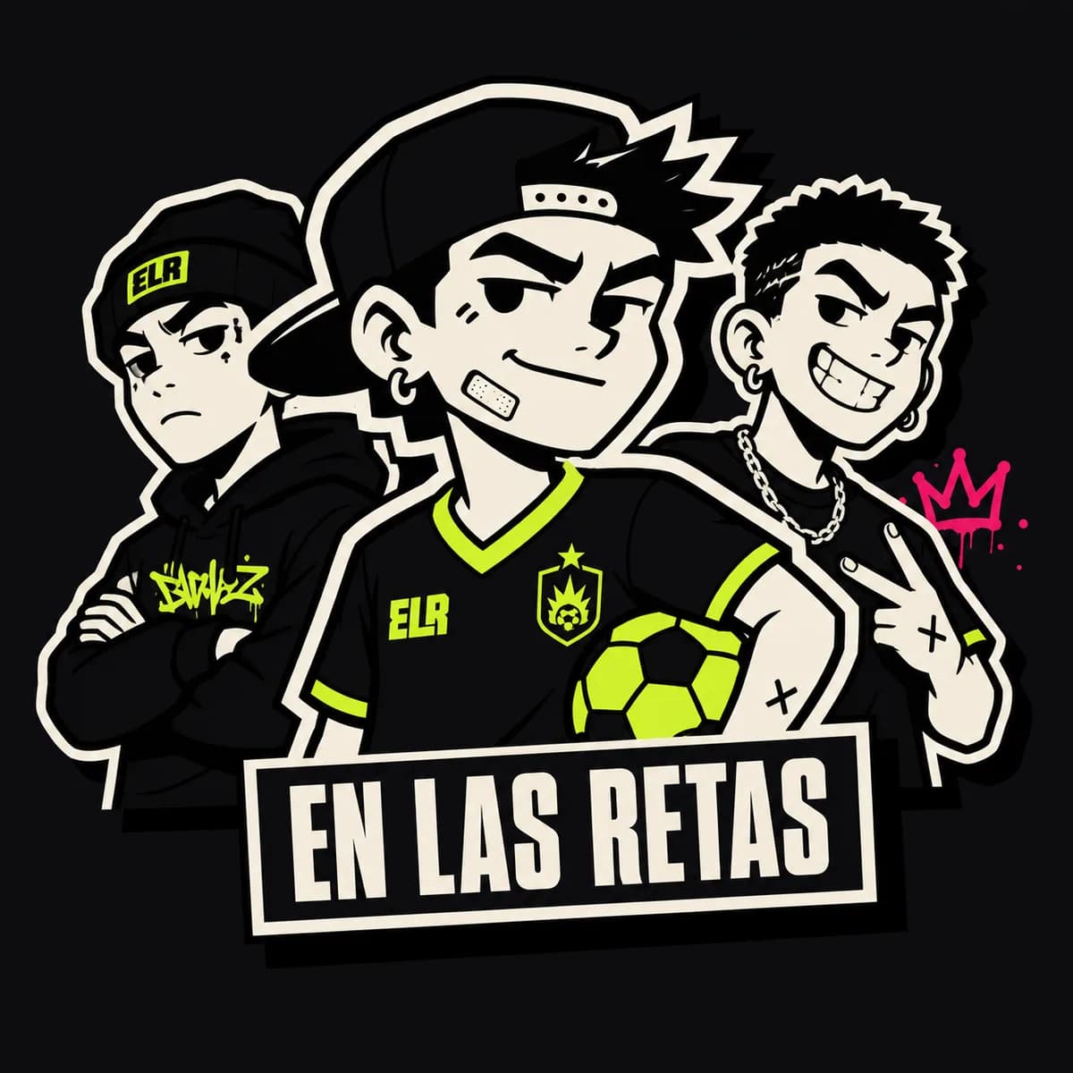 La banda de En Las Retas — las tres mascotas de la marca