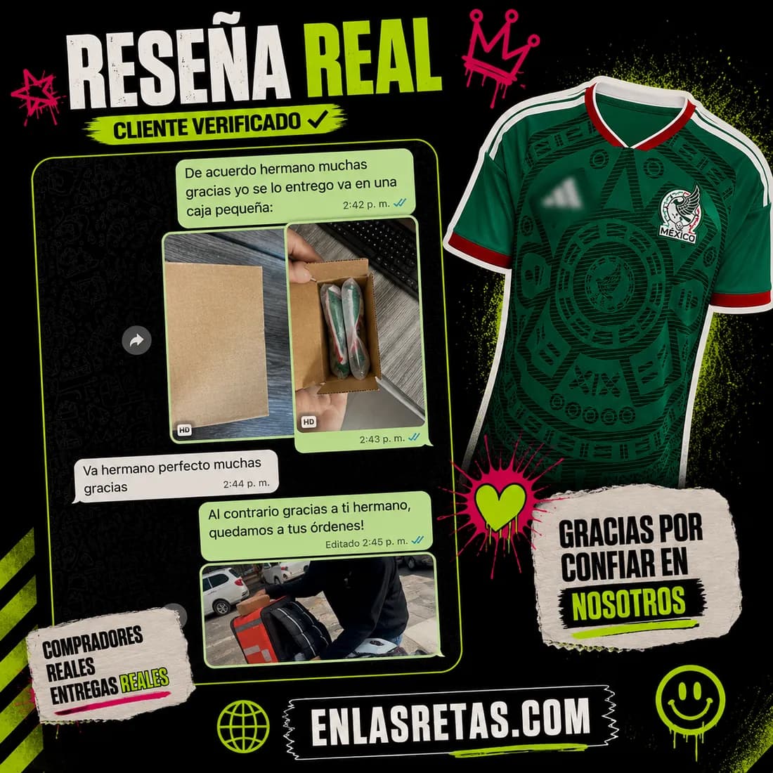 Reseña real: fotos del empaque en caja pequeña y de la entrega en mano al comprador